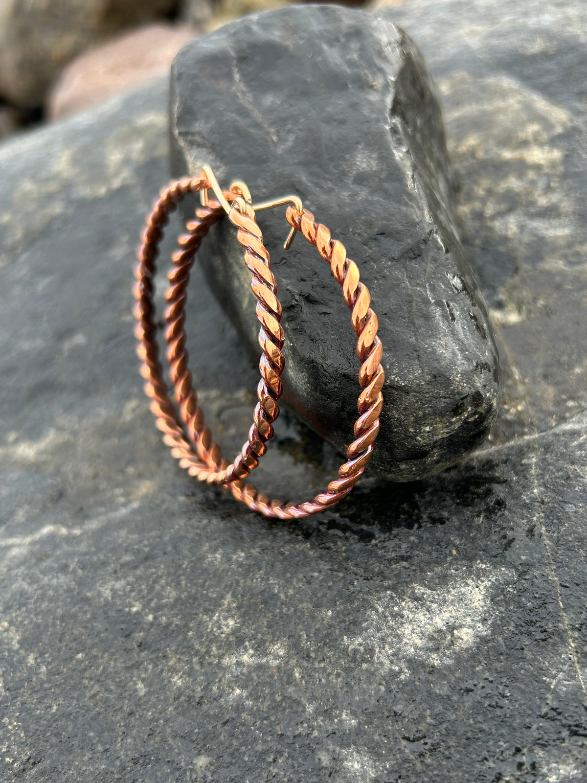 Twisted Copper Hoops